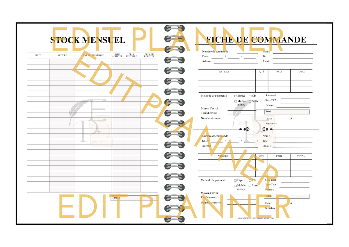 1 mois E-commerce planner