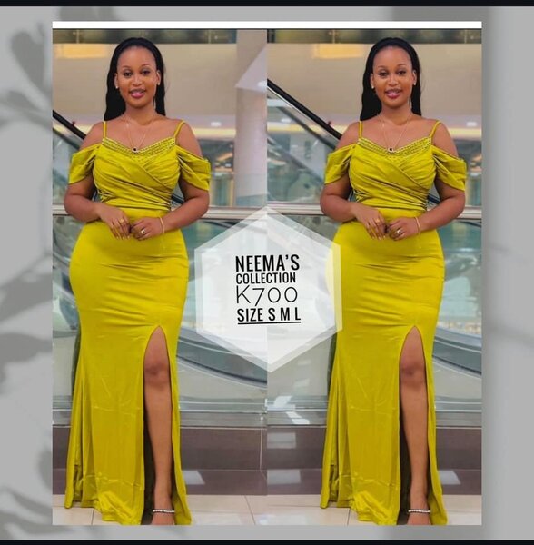 Beautiful long women's dress    yellow color