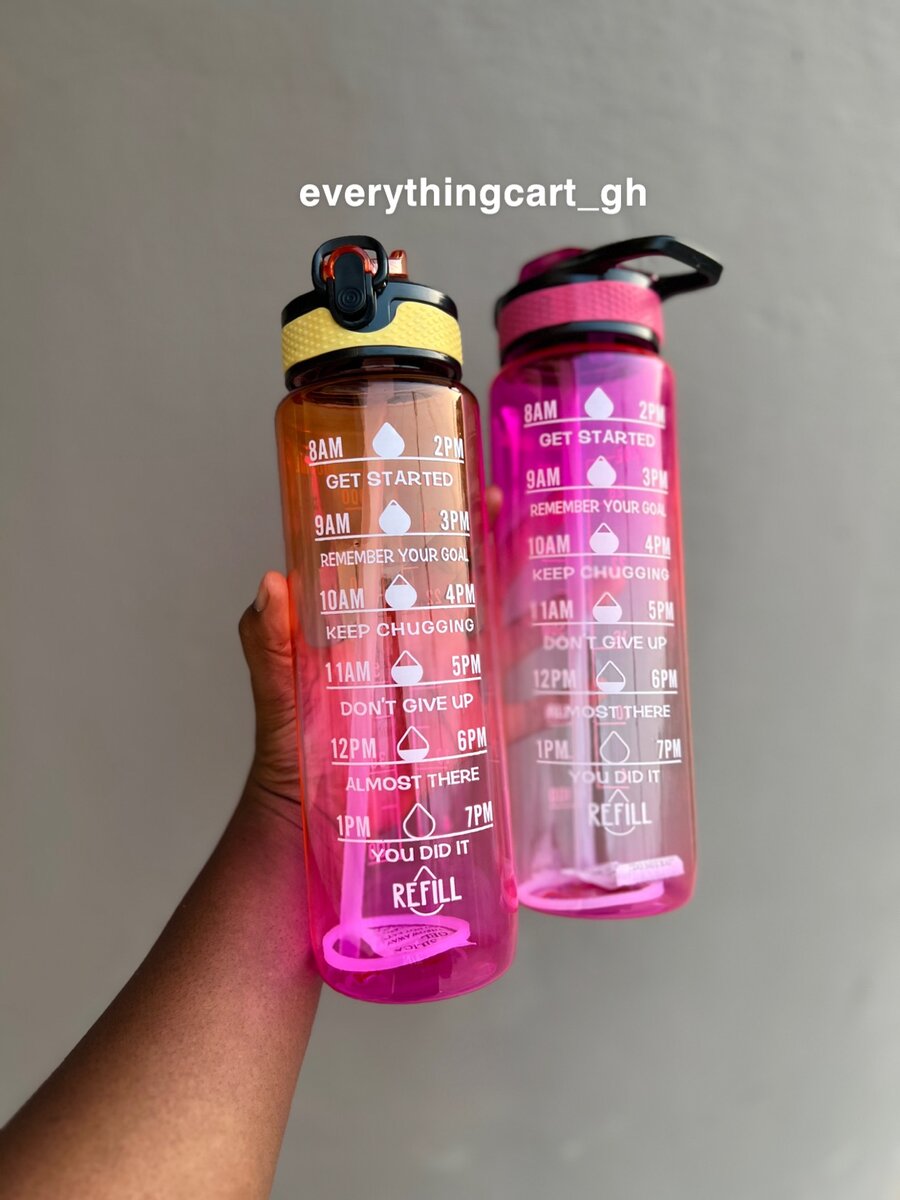 1 Litre Time Marked Bottle with straws