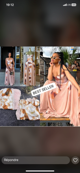 Robe longue élégante rose