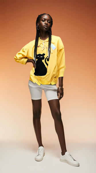 Sweat à capuche chat noir