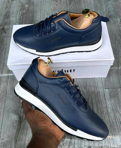 Berluti Baskets Hommes Cuir Bleu