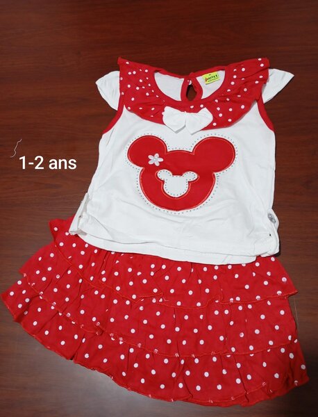 Ensemble Fille Rouge Blanc
