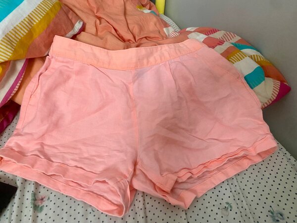 Shorts en lin rose femme