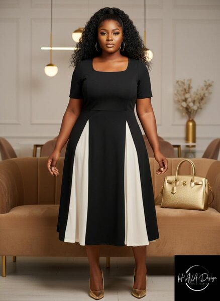 Robe mi-longue élégante noire