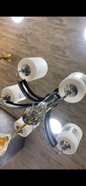 Luminaire plafonnier moderne 6 lampes chrome