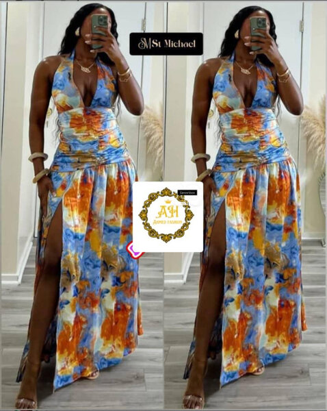 Robe longue imprimée colorée