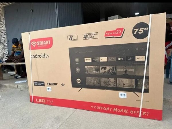 TV Android smart 75 pouce 4k wifi direct décodeur TV Netflix