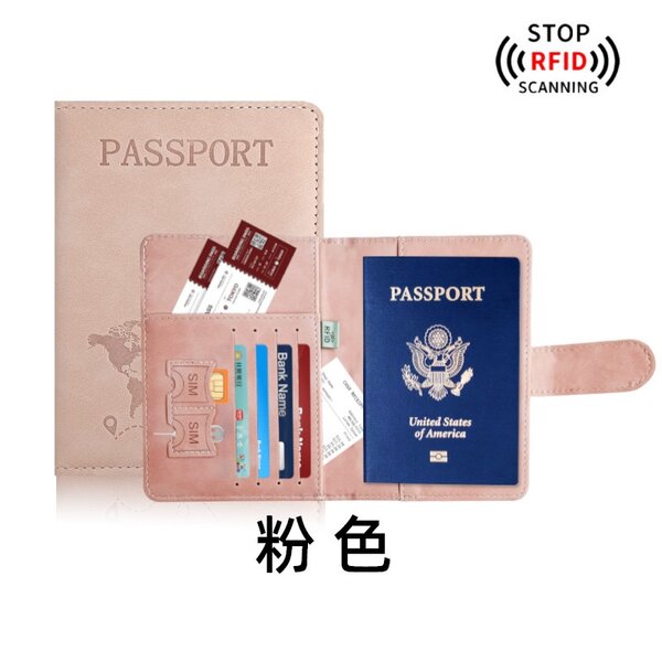 Étui passeport World map Rose