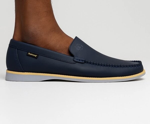 Chaussures bateau en cuir bleu marine