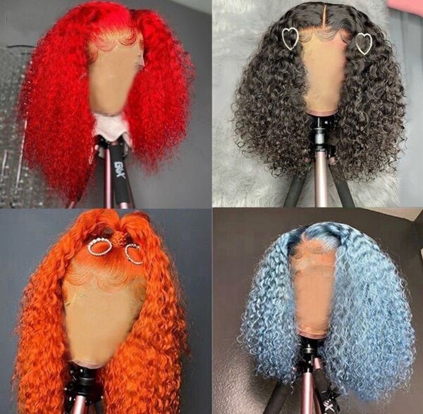 Colorful curly frontal wigs