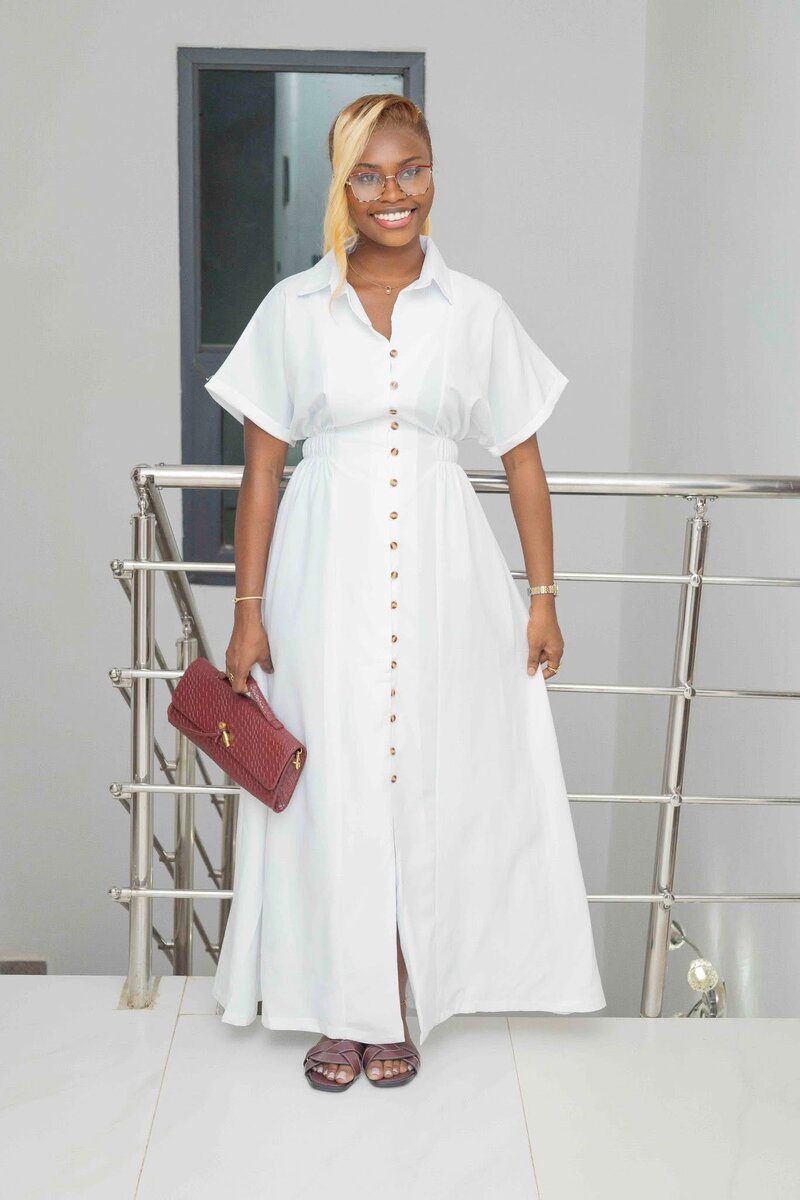 Robe longue boutonnée pour femme