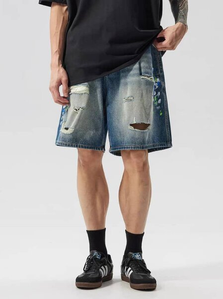 Short en jean brodé tendance