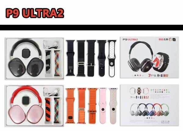 MONTRE CONNECTÉE P9 Ultra 2 (1 Montre, 1 Casque, 7 Bracelets