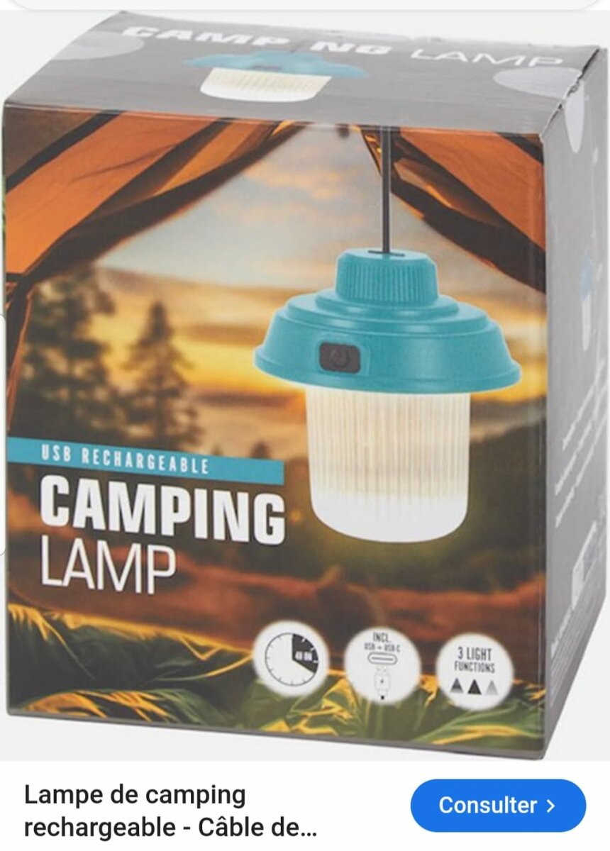 Lampe de camping rechargeable
