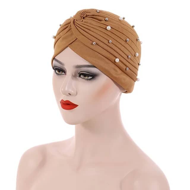 Turban perlé élégant femme