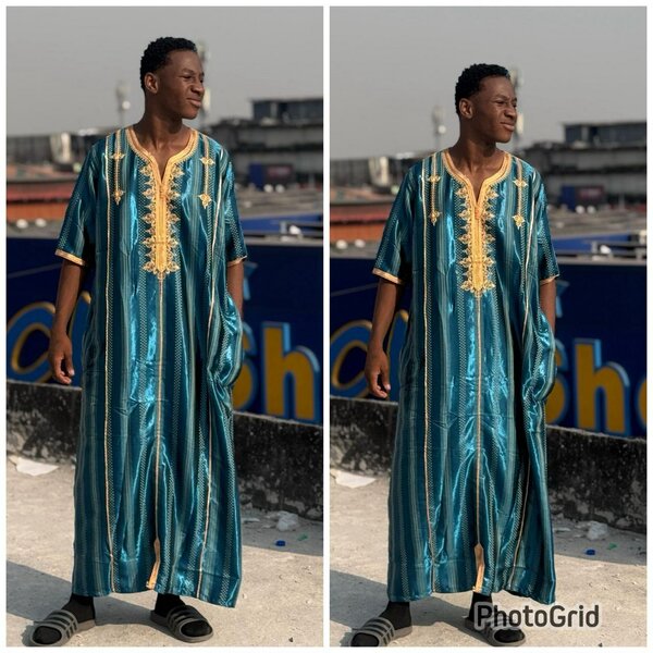 Kaftan homme bleu et doré