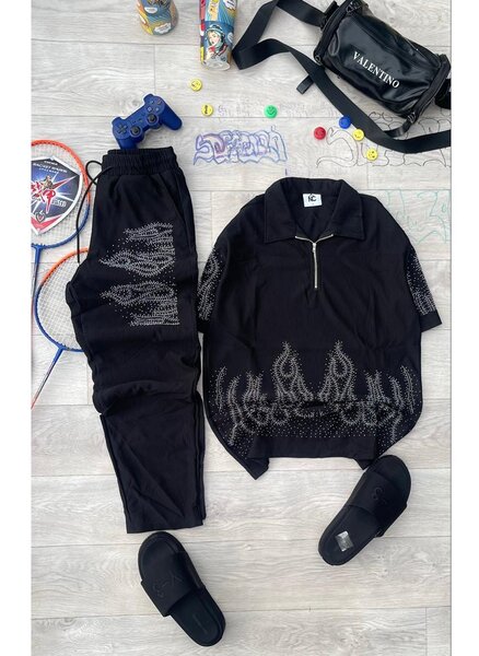 Ensemble streetwear noir unisexe