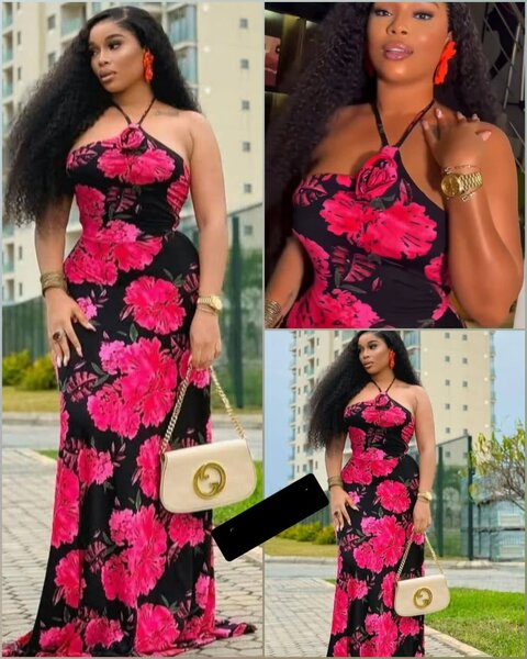 Robe d'été à fleurs roses