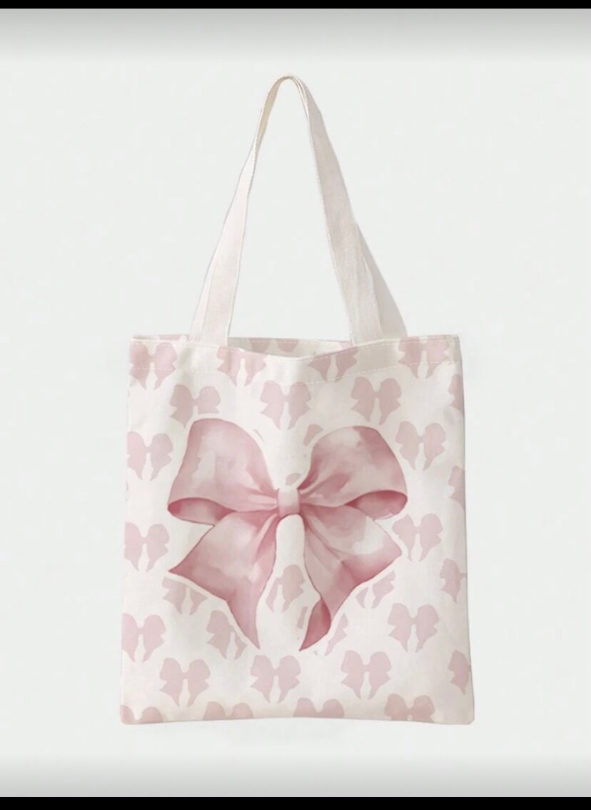 Tote Bag avec Nœud Rose