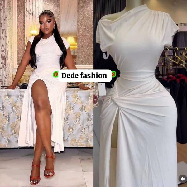 Robe blanche élégante pour femmes, mode Dede fashion