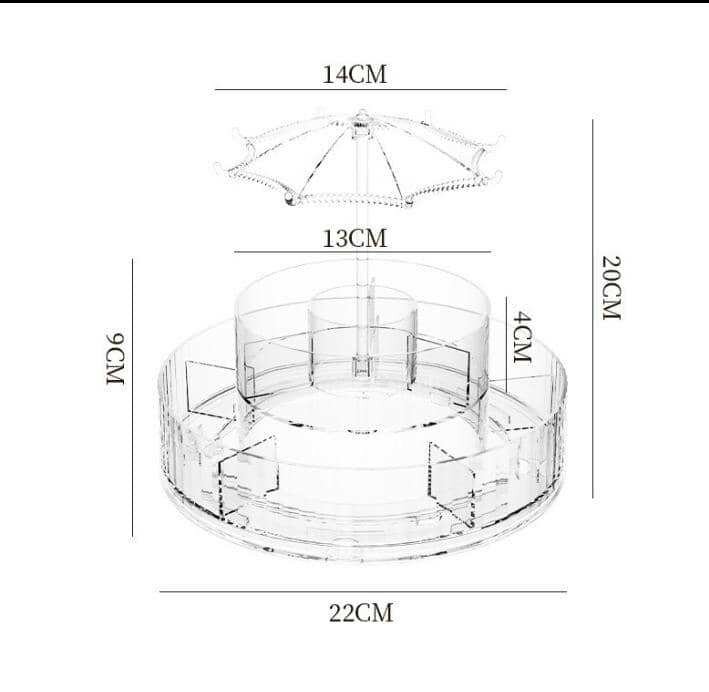 Étagère de rangement pour cosmétiques rotative.