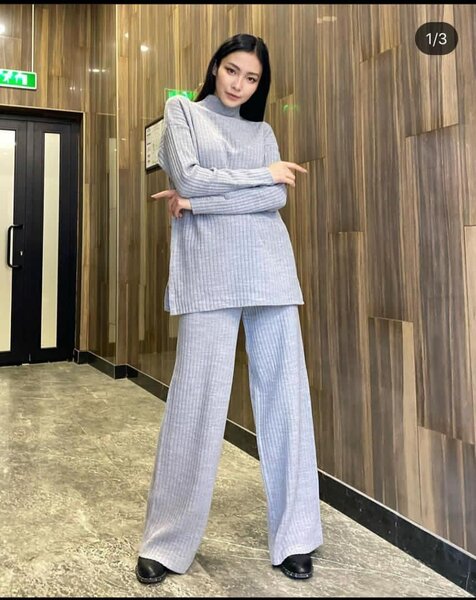 Трикотажная двойка брюки палаццо