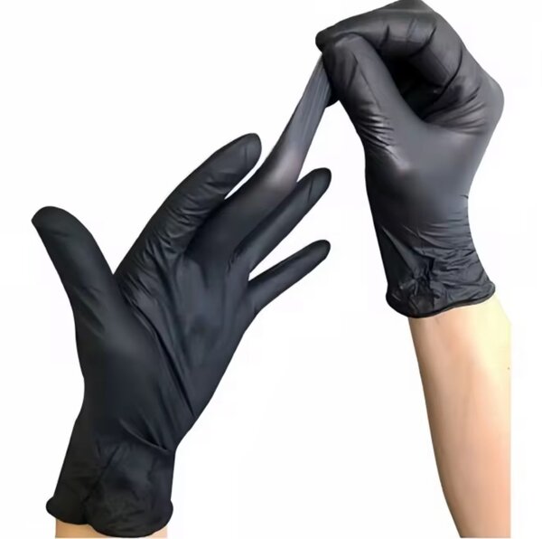 Gants jetables en nitrile noirs