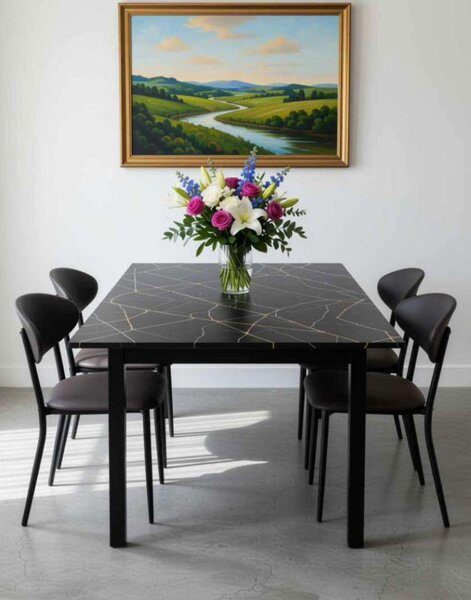 Table salle à manger noir marbre