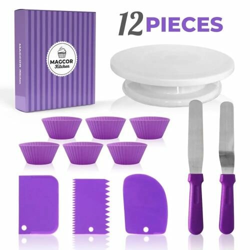 Plateau Tournant Kit De Décoration De Gâteaux 12 PCS - Antidérapant
