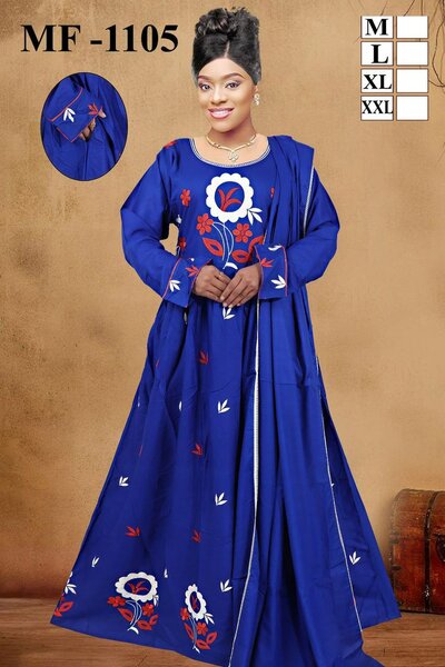 Robe longue fleurie bleue