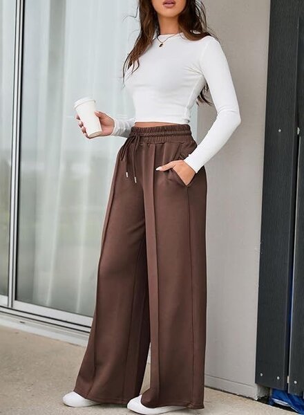 Pantalon ample marron femme