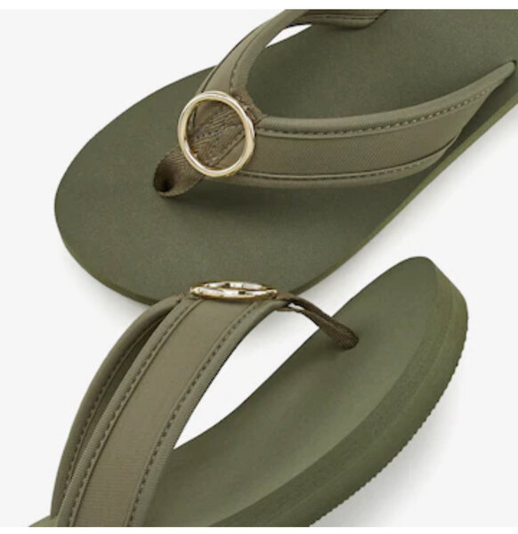 Tongs élégants kaki femme