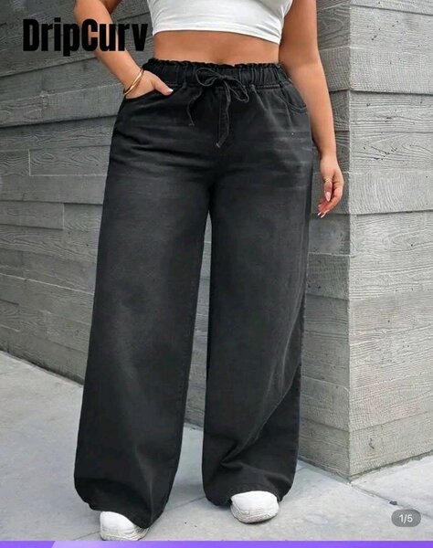Pantalon large taille haute