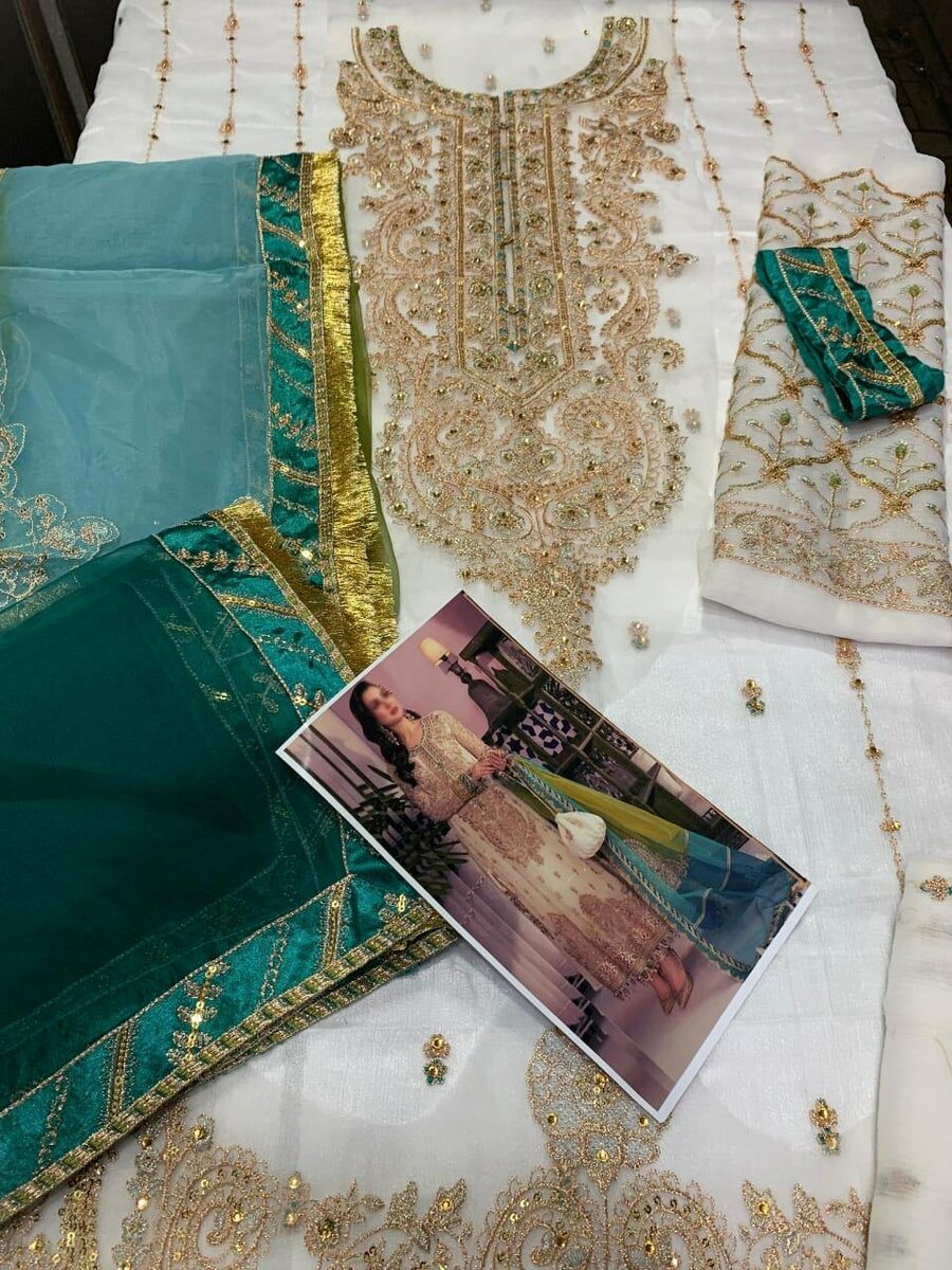 Shirt chiffon, dupatta organza, trouser silk