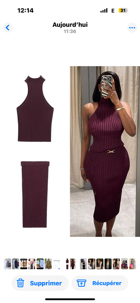 Robe longue côtelée élégante