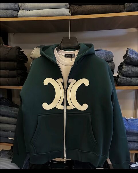Sweat à capuche vert avec logo