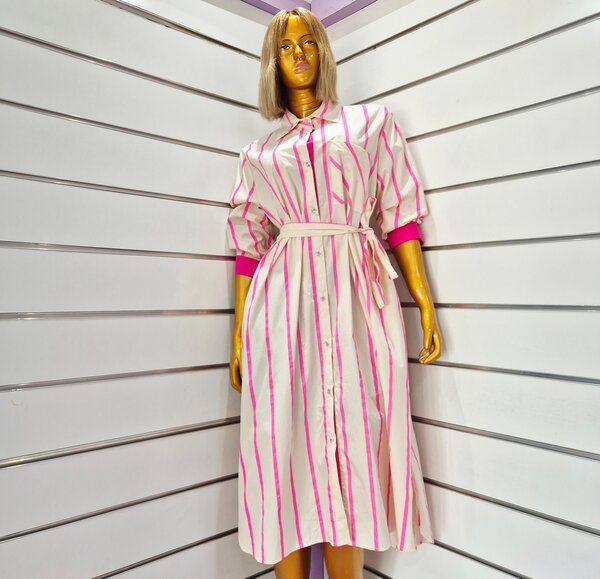 Robe chemise longue rayée