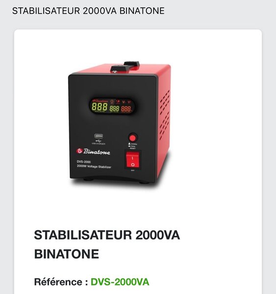 STABILISATEUR 2000VA BINATONE