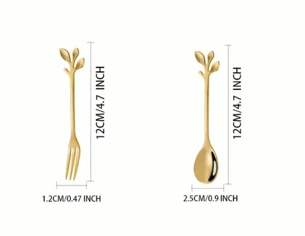 Portuguese Golden Stainless Steel Coffee Spoon Dessert Fork