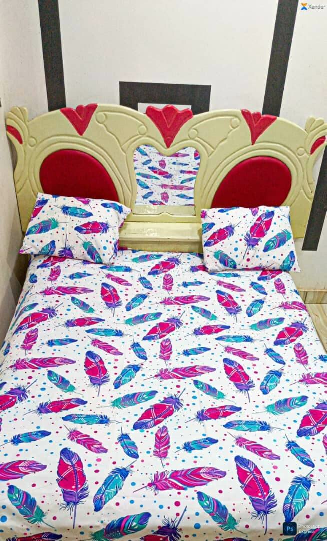 Housse de lit plumes colorées