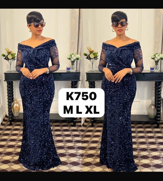 Beautiful long women's dress  blue color