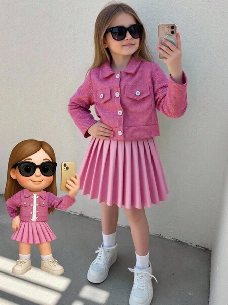 Ensemble Fille Chic Rose