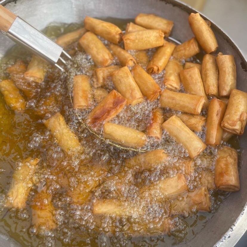 Frozen spring rolls and samosas