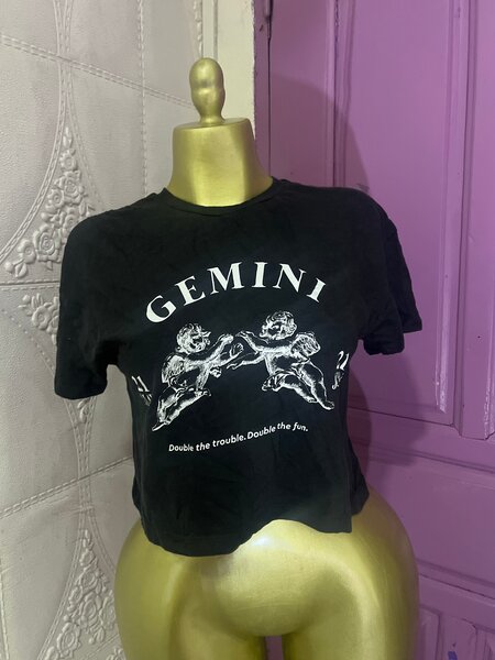 T-shirt Femme Gémeaux Noir