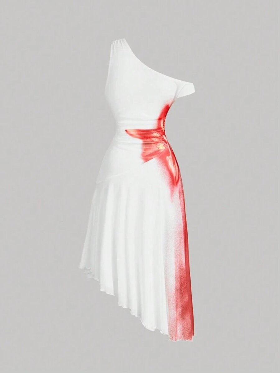 Women Red Floral Knit Dress