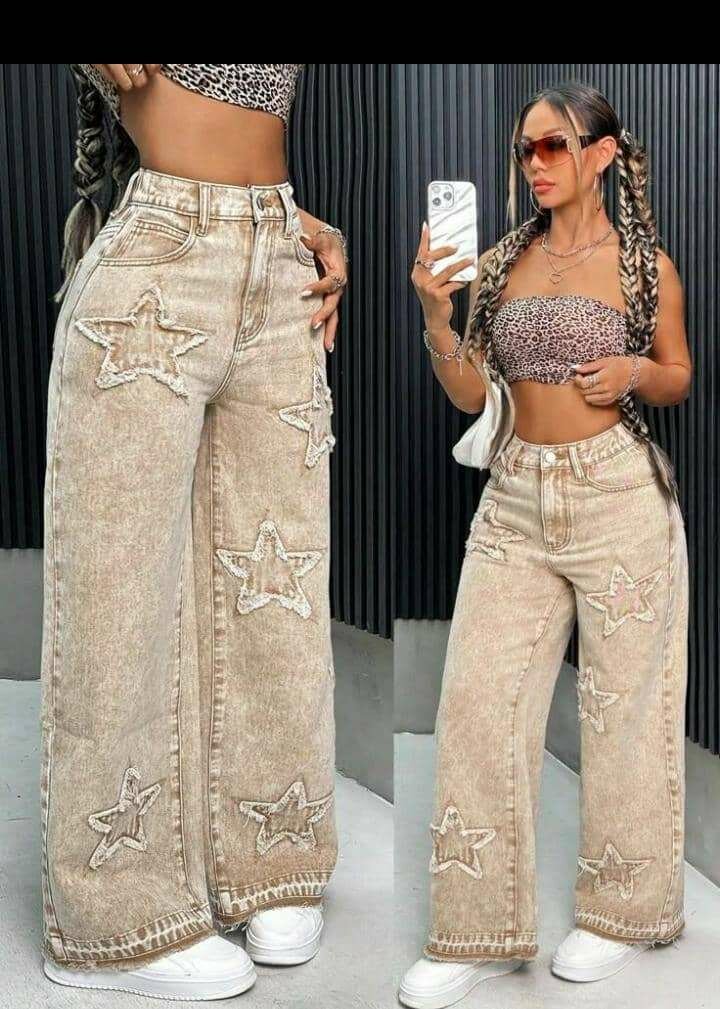 Jean large à motifs étoiles