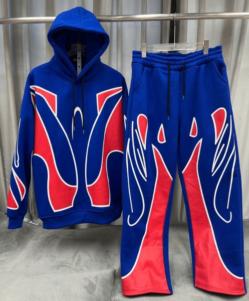 Ensemble survêtement bleu avec imprimé