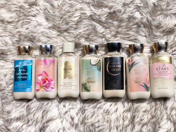 Body lotions from BATH AND BODY WORKS