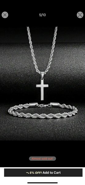 Collier et bracelet croix argenté
